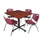 Kobe Kobe Square Table & Chair Set, Wood, Metal, Plastic Top, Cherry TKB4848CH47BY - alternate 1